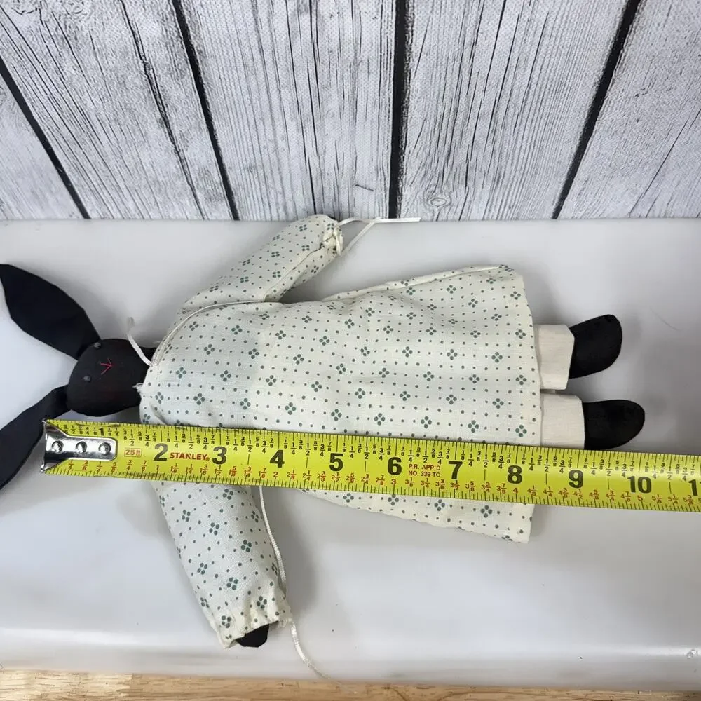 Vintage Primitive Handmade Folk Art Rabbit Bunny Country Cloth Doll 10”